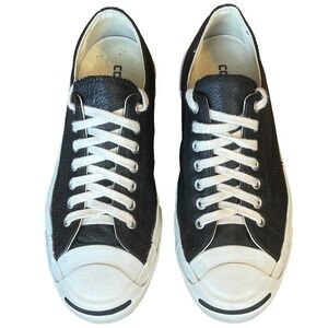 Converse Jack Purcell Leather Low Top Sneakers Black Mens 8 Wom 9.5 UK 7 EU 41